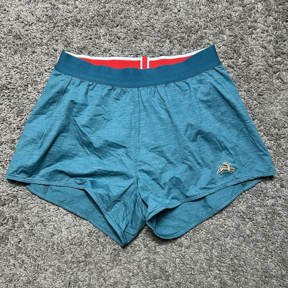 Tracksmith Womens Session Shorts Teal Heathered Running Athletic Size S W26 L3